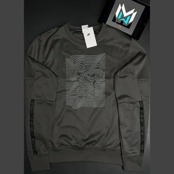 Nike Shirts Nike Air Max Crew Sweater Dv2334254 Ashblack Mens